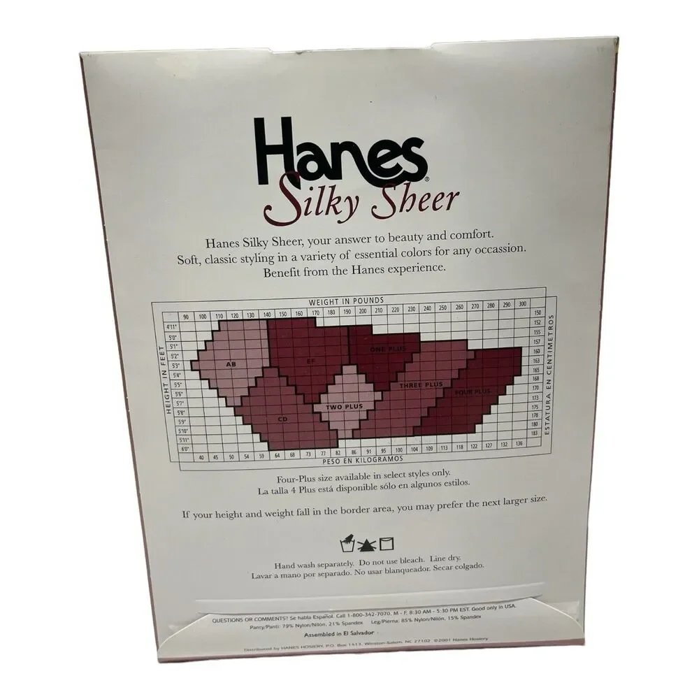 Vintage Hanes Silky Sheer Pantyhose Pearl Size CD Control Top Reinforced Toe